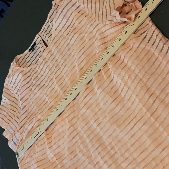 Talbots Peach Sheer Striped Blouse with Peach Lining and Keyhole Back - Picture 9 of 10